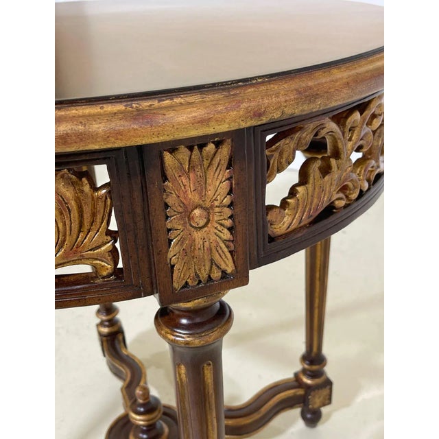 2010s Maitland Smith 3030-944 Carved Skirt Round Mahogany End Table For Sale - Image 5 of 7