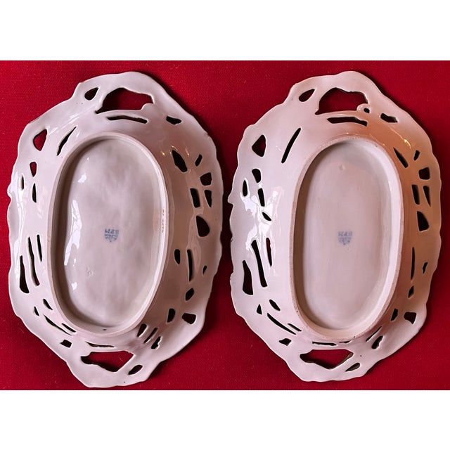 Green Antique 19th Century German Porcelain Spm Schmeisser Porzellan Manufaktur Twig Dishes With Maple Leaves - a Pair For Sale - Image 8 of 9