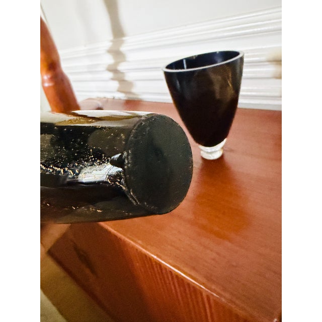 Pair of 1970s Theresienthal Black and Gold Art Glass Vases, Attributed For Sale - Image 12 of 14
