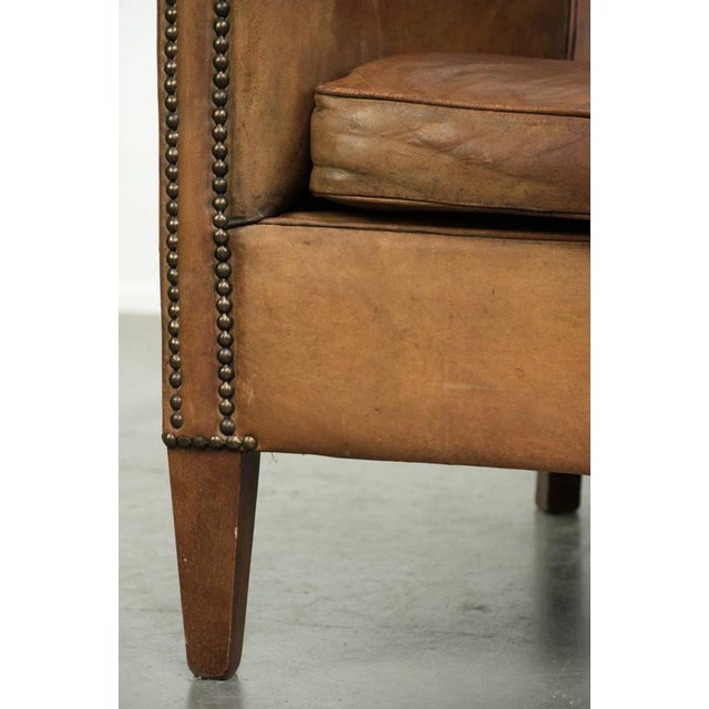 Vintage Sheepskin Club Armchair in Light Cognac For Sale - Image 11 of 13