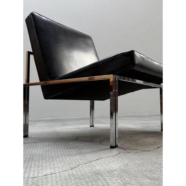 Set of Bauhaus Armchairs in Black Leather and Chromed Tubular Steel, 1960s For Sale - Image 6 of 13