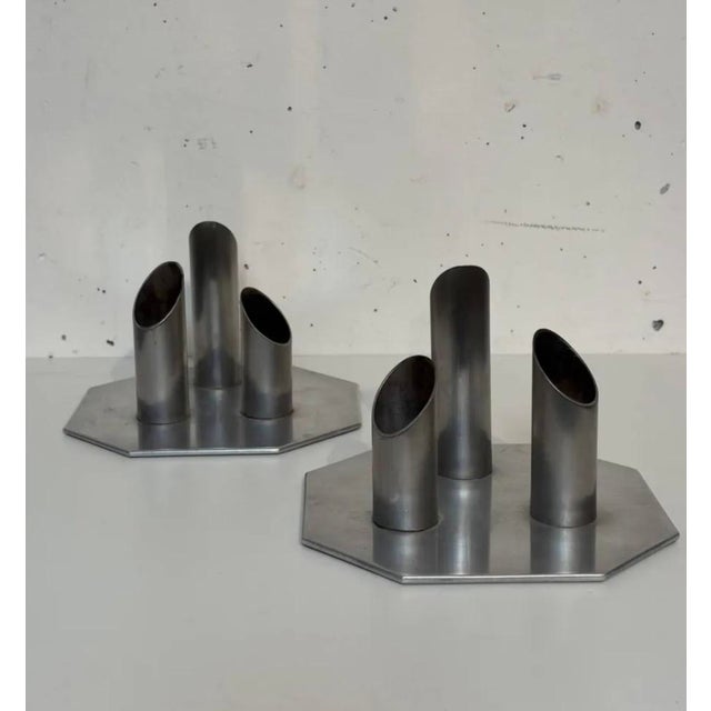 1970s Vintage Candleholders in Metal, 1970s, Set of 2 For Sale - Image 5 of 8
