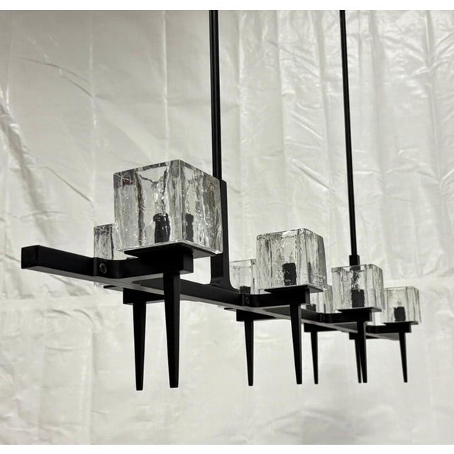 Metal Marian Jamieson "Kellen" Chandelier, Blackened Steel & Murano Glass Style Shades For Sale - Image 7 of 18