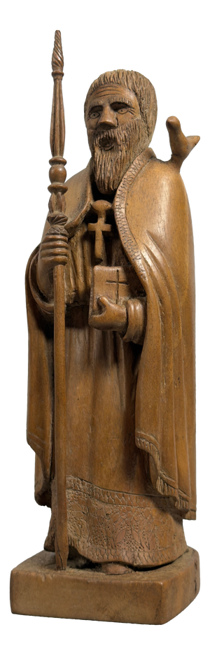 Vintage Carved Wooden Sculpture of Saint Benedict of Norcia by Fonted, 1950s