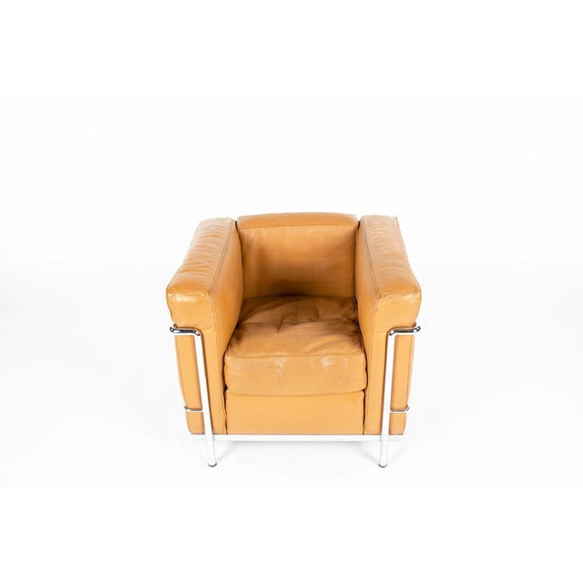 LC2 Lounge Chair in Brown Leather by Le Corbusier, Pierre Jeanneret and Charlotte Perriand for Cassina, 1995 For Sale - Image 6 of 11