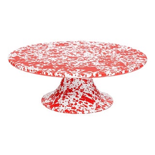 Crow Canyon Home Splatterware, Cake Stand in Red & White For Sale