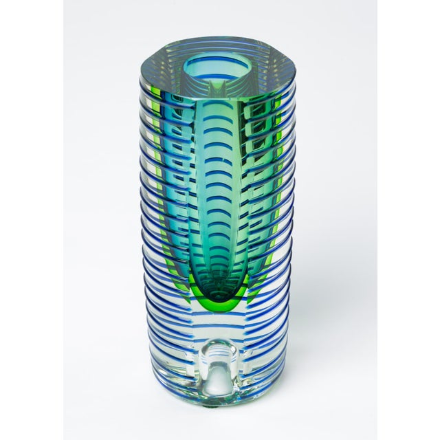 1980s Postmodern Glass Vase or Candlestick For Sale - Image 9 of 13