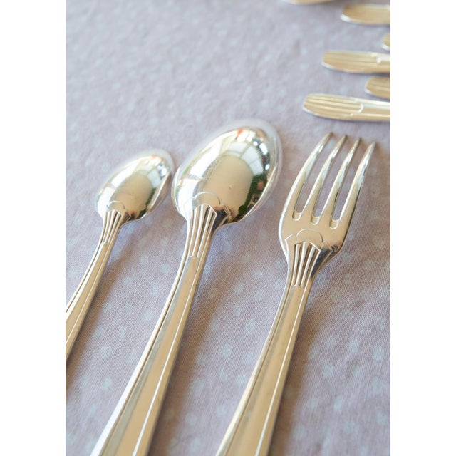 1920s French Art Deco Silver-Plated Cutlery Set for 12, 1930-1940s, Set of 37 For Sale - Image 5 of 12