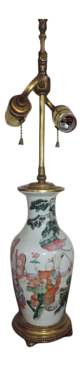 19th Century Chinese Famille Verte Baluster Shaped Vase Mounted as Lamp in French Ormolu