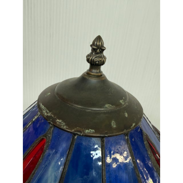 Dragonfly Stain Glass Shade Table Lamp For Sale - Image 4 of 12