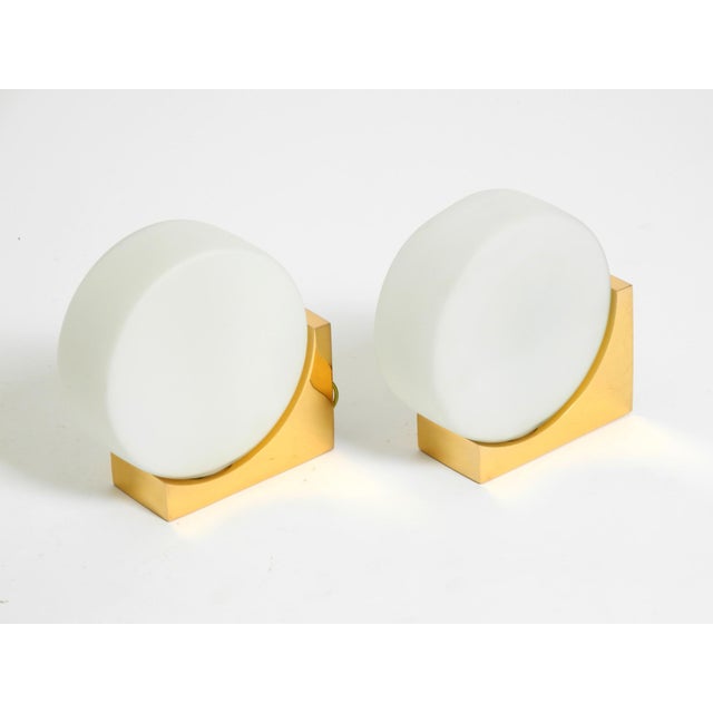 Metal Brass Wall Lamps with Round Glass Shades from Kaiser Leuchten, 1960s, Set of 2 For Sale - Image 7 of 18