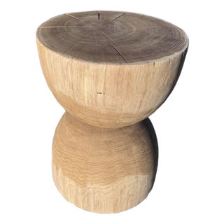 Solid White Oak Hourglass Side Table For Sale