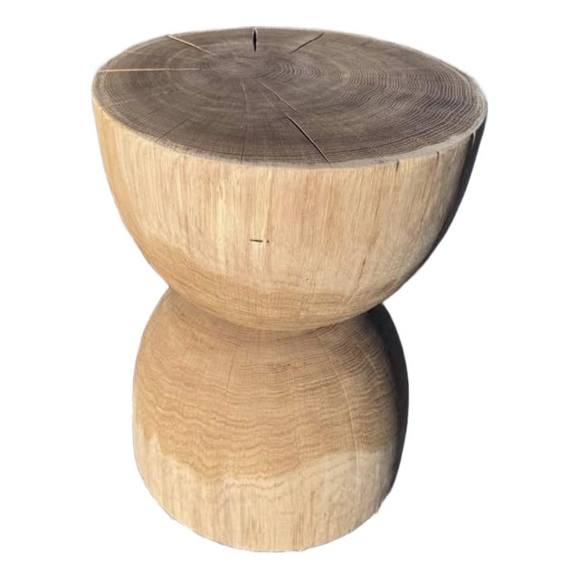 Solid White Oak Hourglass Side Table For Sale
