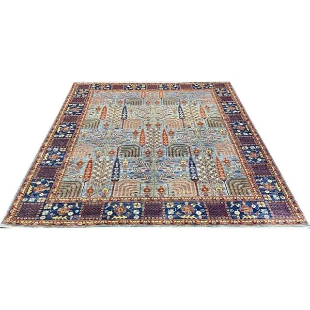 Handwoven Blue Bijar Style Rug 8'0" X 9'9" For Sale - Image 10 of 11