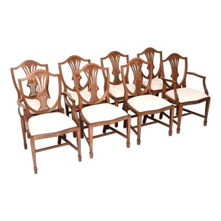 Vintage Sheraton Style Shield Back Dining Chairs, 1950, Set of 8 For Sale