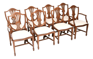 Vintage Sheraton Style Shield Back Dining Chairs, 1950, Set of 8