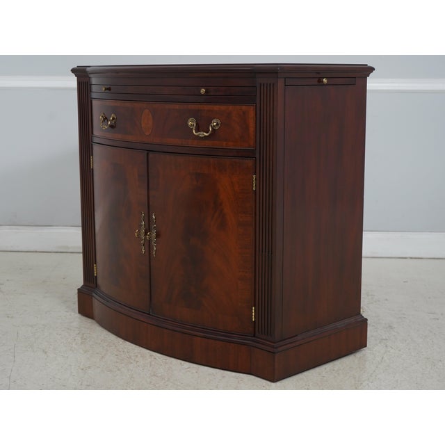Age: Approx. 30 Years Old Details: Gorgeous Figural Mahogany Rolling Casters Pull Out Tray Surfaces Adjustable Shelves #29...