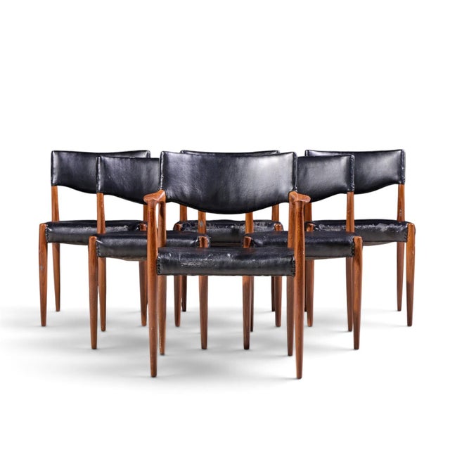 Ejner Larsen & Aksel Bender-Madsen for Willy Beck Mid Century Danish Teak Dining Chairs - Set of 6 Each armless chair...