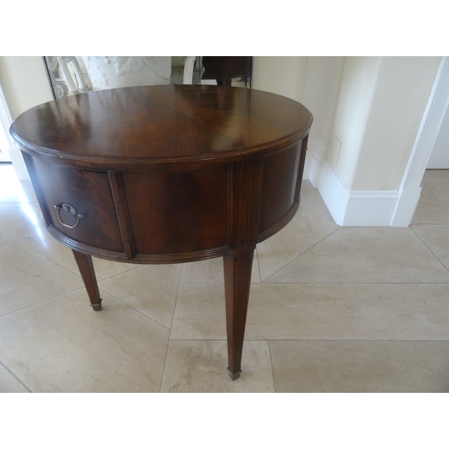 Late 20th Century Henredon Acquisition's Flamed Mahogany Drum Table For Sale - Image 9 of 9