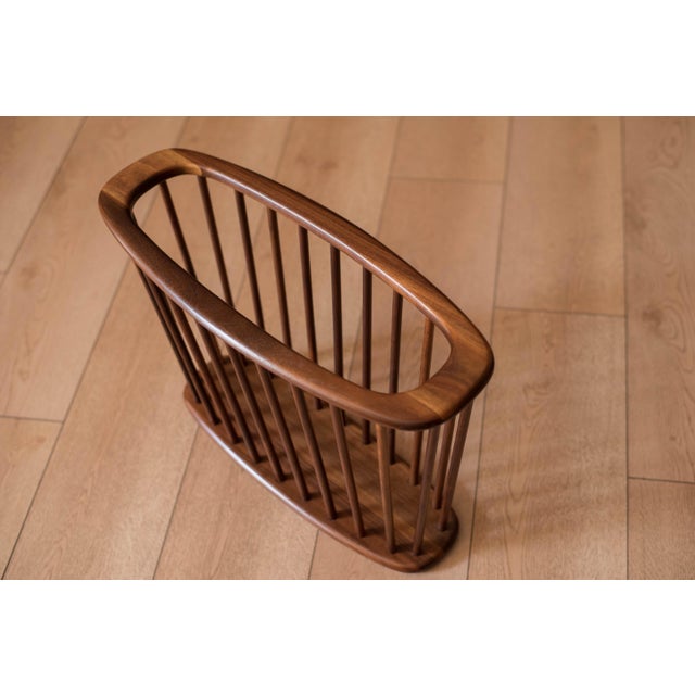 Arthur Umanoff Mid Century Modern Solid Walnut Spindle Magazine Rack Stand by Arthur Umanoff For Sale - Image 4 of 8