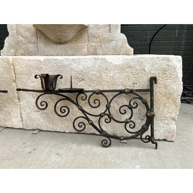Pair of 18th Century Italian Painted Wrought Iron Wall Mounted Candle Holders For Sale - Image 13 of 18