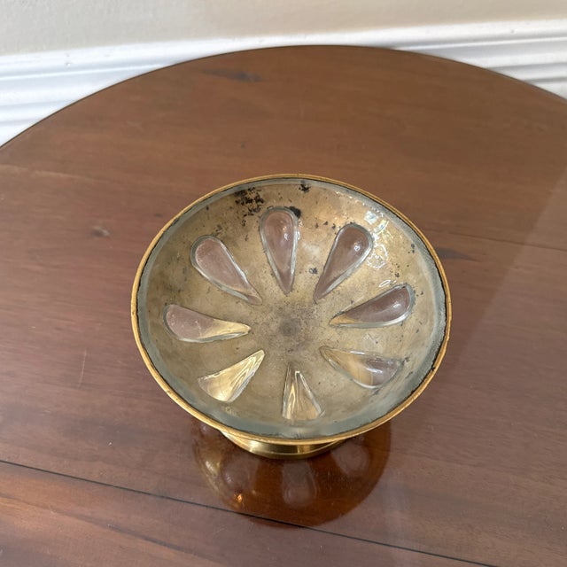Mid-Century Modern Mid Century Decorative Brass & Glass Bowl For Sale - Image 3 of 7