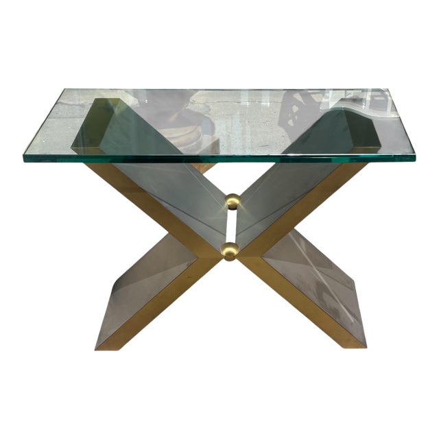 Sally Sirkin Lewis for J. Robert Scott X Glass Top Cocktail or Side Table.