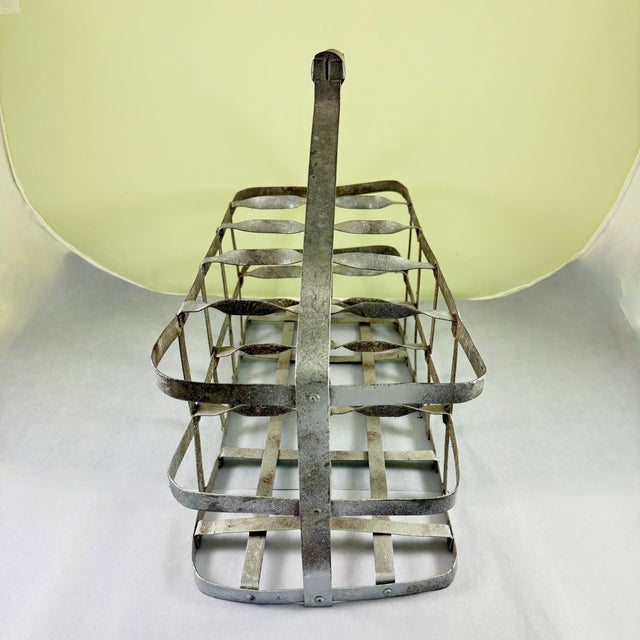 Metal French Galvanized Zinc 10 Compartment Wine Bottle Carrier For Sale - Image 7 of 14