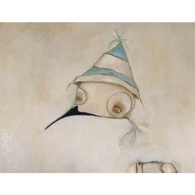 2000 - 2009 "Blue Bird" Original Michele Mikesell Oil & Enamel on Canvas 30" X 42" For Sale - Image 5 of 7