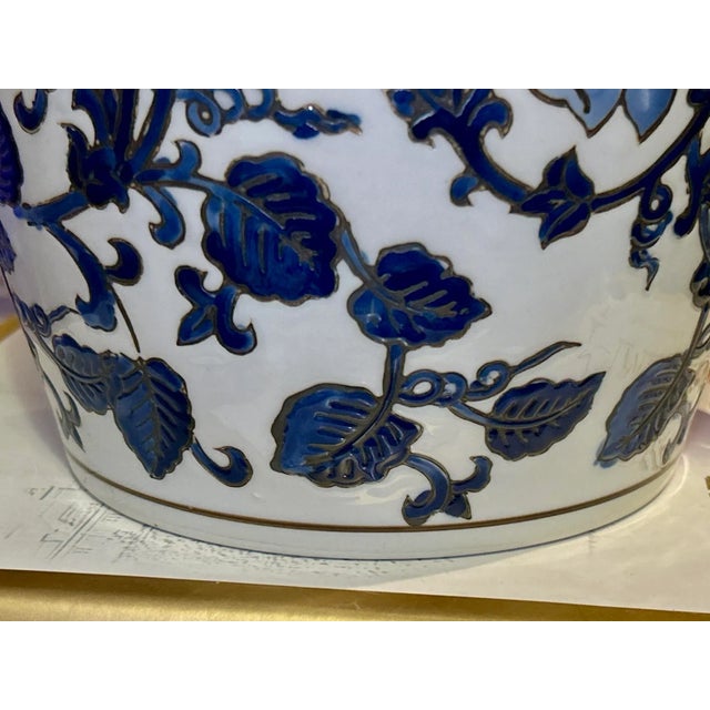 Chinoiserie Vintage Blue Floral Planter For Sale - Image 3 of 7