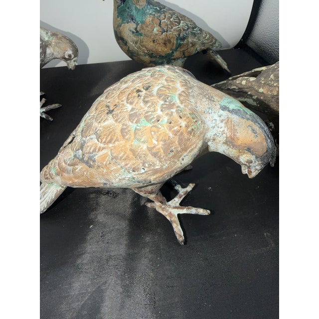 Set of 5 Metal Pigeons in Heavy Metal Possibly Bronze For Sale - Image 13 of 13