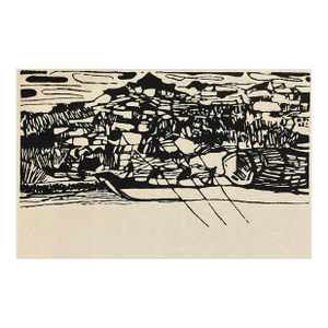 1967 Water Rowing Woodcut by Low