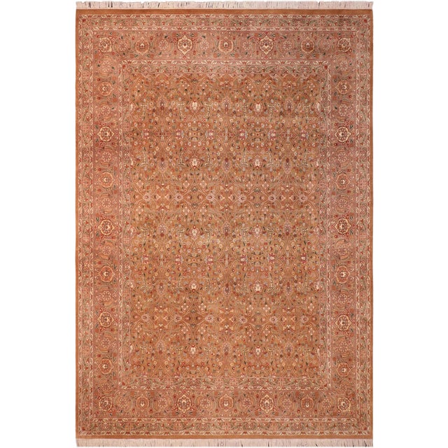 Shabby Chic 1990's Floral Pak-Persian Brown/Green Wool Rug - 8'1'' X 10'10'' For Sale - Image 9 of 9