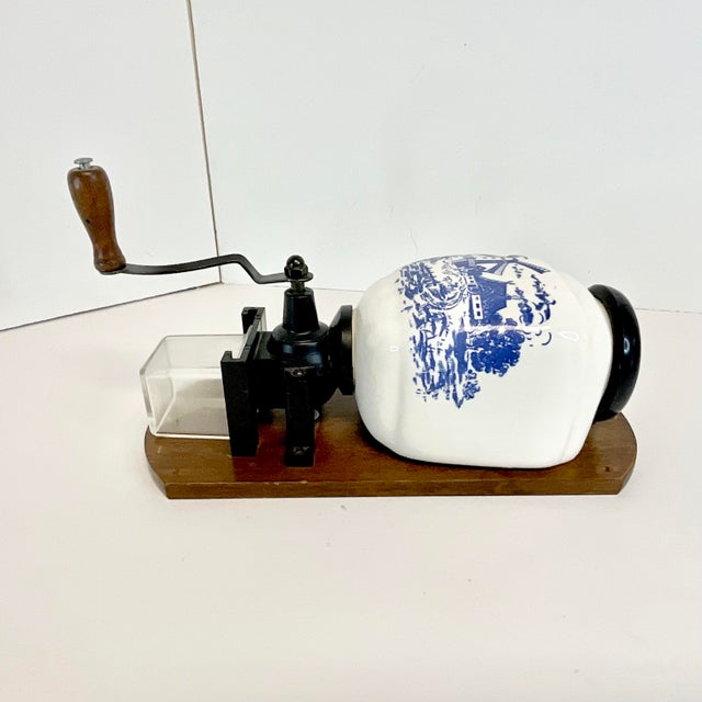 1940s 1940s Vintage Boho Chic Gustavian Delft Coffee Grinder Kitchen Accessory, Wall Mounted. For Sale - Image 5 of 10
