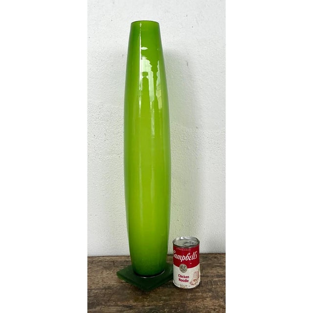 Vintage Tall Green Glass Vase For Sale - Image 12 of 12