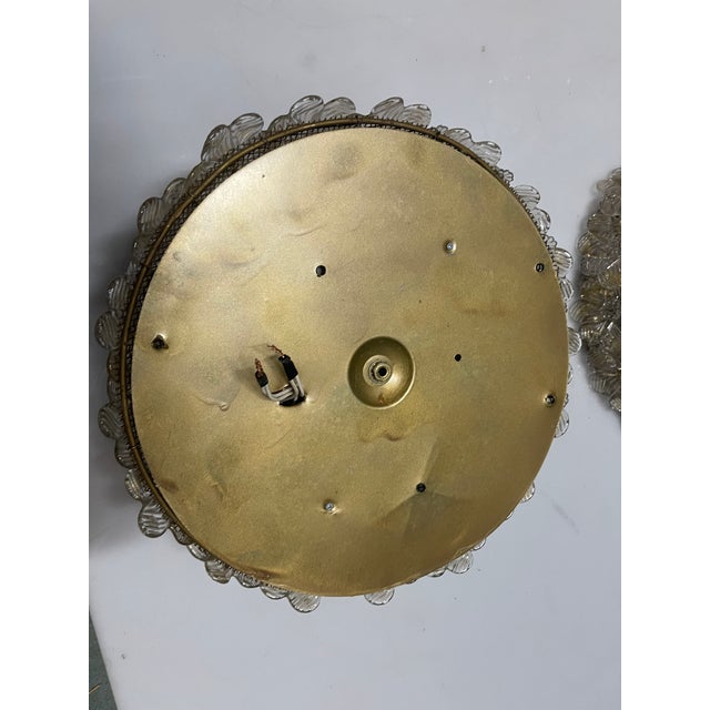 Goldenrod Murano Glass Flower Flushmounts from Seguso, 1960s, Set of 2 For Sale - Image 8 of 13