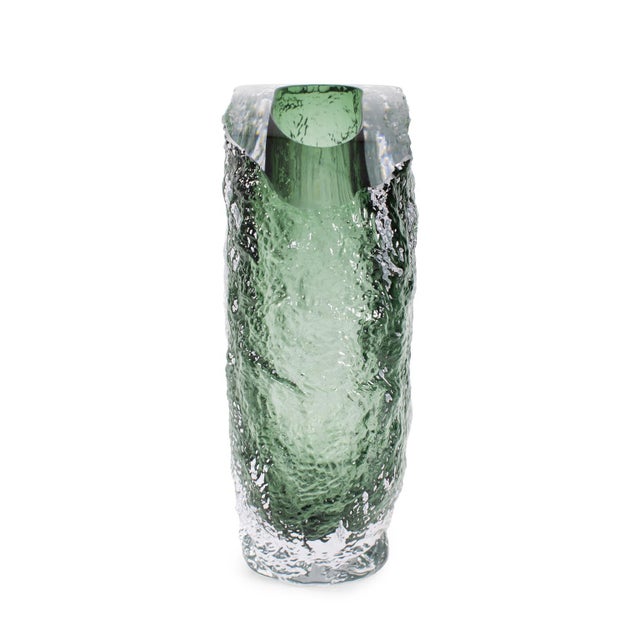 Kenneth Ludwig Chicago Emerald Crystalized Glass Vase- Large For Sale - Image 4 of 11