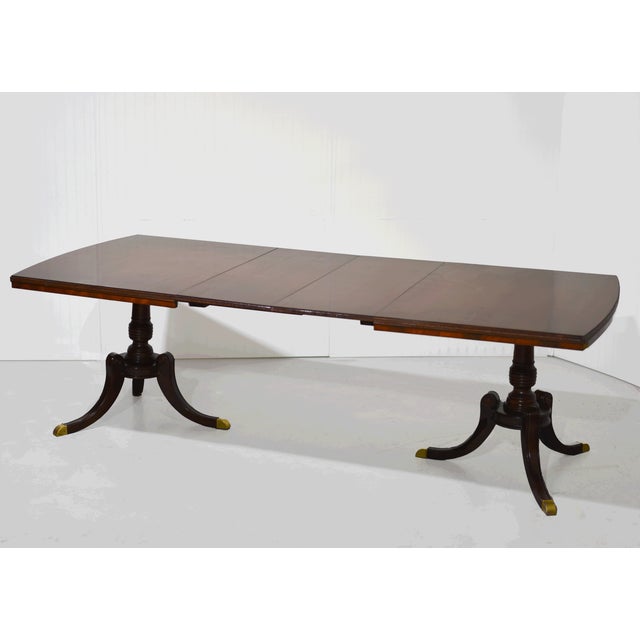 Traditional Vintage Georgian Mahogany Twin-Pedestal Dining Table With Extensions 96in For Sale - Image 3 of 12