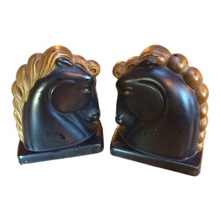 Vintage Art Deco Equestrian Horse Head Bookends - a Pair For Sale