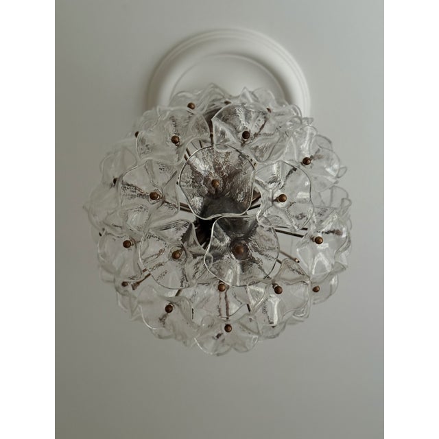 Italian Murano Glass Ball Chandelier with Floral Formed Prisms For Sale - Image 5 of 12