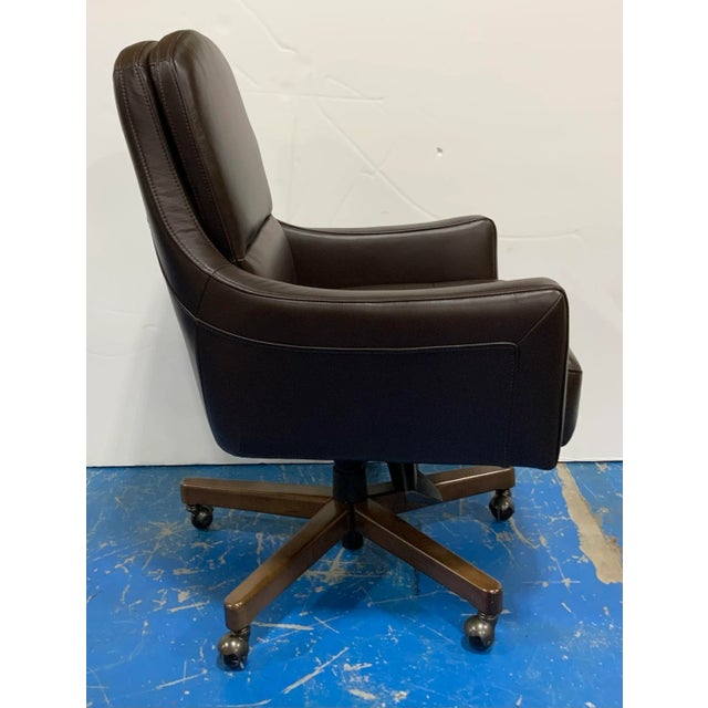 2020s Modern Chocolate Brown Leather Desk Chair For Sale - Image 5 of 7