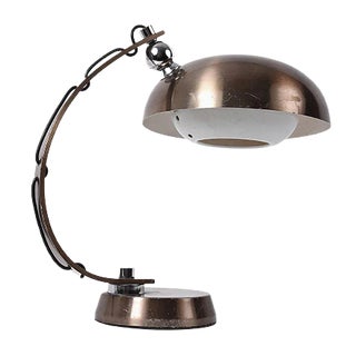 Italian Brushed and Bronzed Aluminum Table Lamp, 1970s For Sale