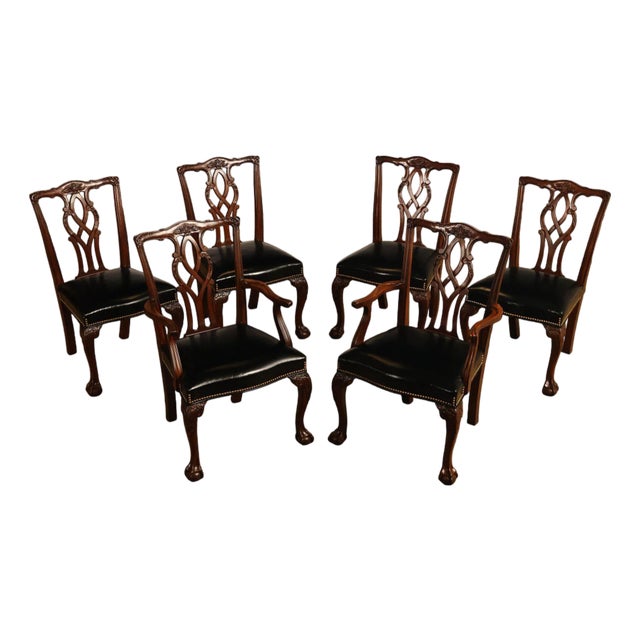 Kindel Chippendale Style Set of Six Mahogany Dining Chairs For Sale