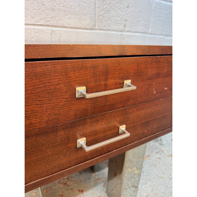 Vintage Modern Walnut and Metal Office End Tables For Sale - Image 13 of 15