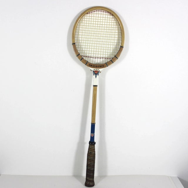 Width: 8 inches Height: 26 inches Depth: 1 inches Vintage wooden squash racquet racket for designer decorating. This is...