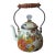 MacKenzie Childs Flower Market Enamel Kettle Floral Design Wood Handle For Sale