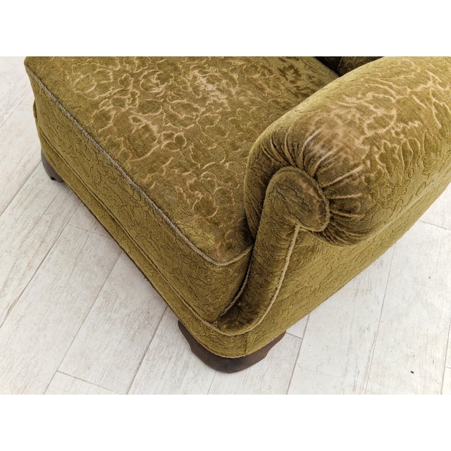 1950s Vintage Danish Relax Chair in Green Fabric, 1950s For Sale - Image 5 of 17