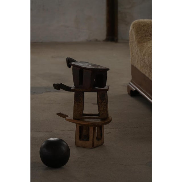 1950s Vintage Hand-Carved Wooden Lobi Stool, 1950s For Sale - Image 5 of 18