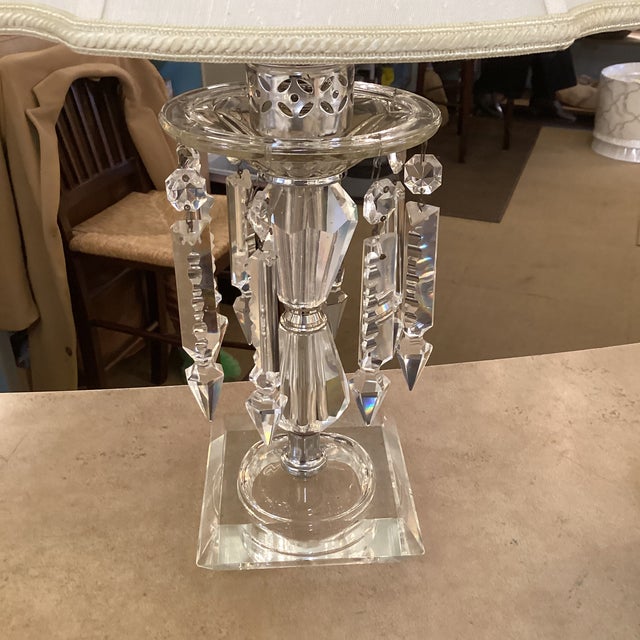Glass Pair of Vintage Crystal Prism Table Lamps – Fully Rewired For Sale - Image 7 of 10