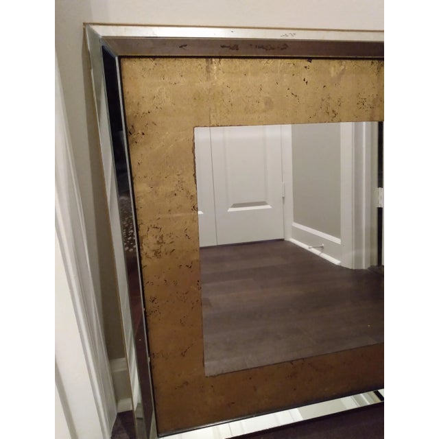 1970s Vintage Glass Gold and Silver-Tone Mirror For Sale - Image 5 of 10